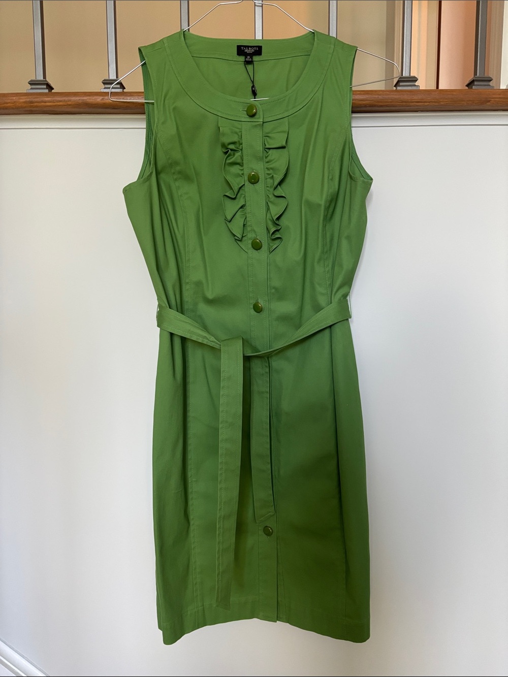 Talbots Sleeveless Ruffle-Front Belted Dress new with tags